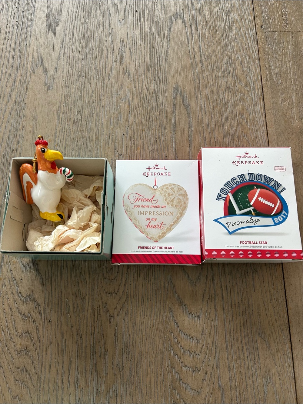 2 Hallmark ornaments plus sought after Foghorn Leghorn porcelain ornament.
